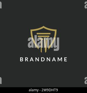 TV initial monogram logo with pillar and shield style design ideas Stock Vector