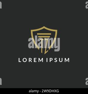 TZ initial monogram logo with pillar and shield style design ideas Stock Vector