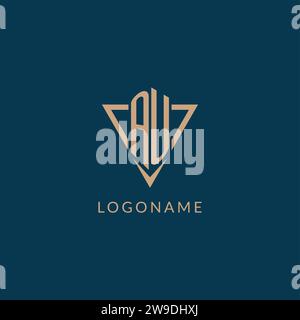 AU logo initials triangle shape style, creative logo design vector graphic Stock Vector