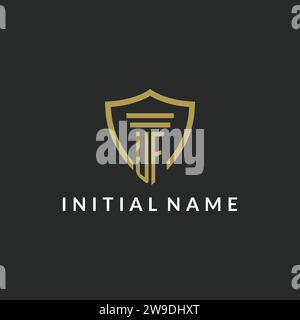 UF initial monogram logo with pillar and shield style design ideas Stock Vector