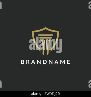 YV initial monogram logo with pillar and shield style design ideas Stock Vector