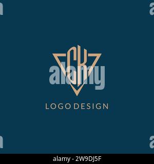 CK logo initials triangle shape style, creative logo design vector graphic Stock Vector