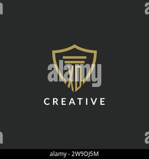 XD initial monogram logo with pillar and shield style design ideas Stock Vector