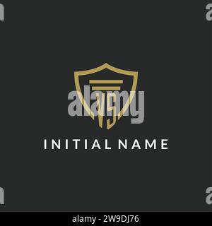 VS initial monogram logo with pillar and shield style design ideas Stock Vector