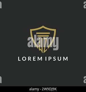 WZ initial monogram logo with pillar and shield style design ideas Stock Vector