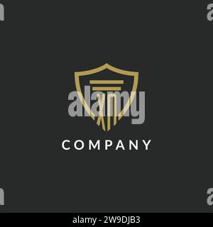 XN initial monogram logo with pillar and shield style design ideas Stock Vector
