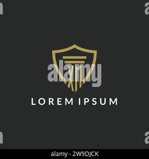 XM initial monogram logo with pillar and shield style design ideas Stock Vector