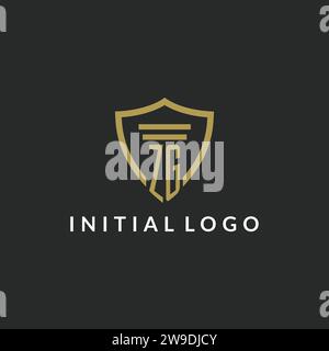 ZG initial monogram logo with pillar and shield style design ideas Stock Vector