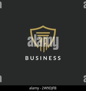 YR initial monogram logo with pillar and shield style design ideas Stock Vector
