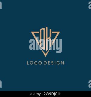 DK logo initials triangle shape style, creative logo design vector graphic Stock Vector