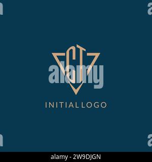 CT logo initials triangle shape style, creative logo design vector graphic Stock Vector