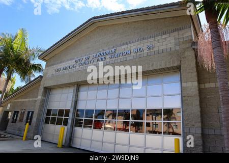 Lawndale, California: CITY OF LAWNDALE Los Angeles County Fire Department Station 21 at 4312 147th Street, Lawndale Stock Photo