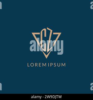 CZ logo initials triangle shape style, creative logo design vector graphic Stock Vector