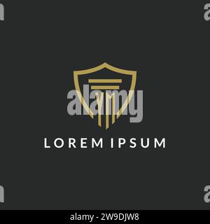 YM initial monogram logo with pillar and shield style design ideas Stock Vector