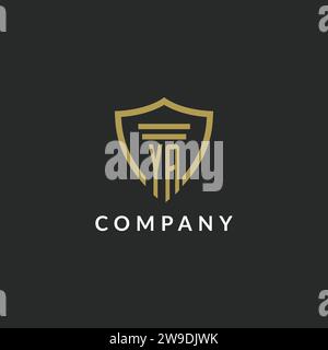 YA initial monogram logo with pillar and shield style design ideas Stock Vector