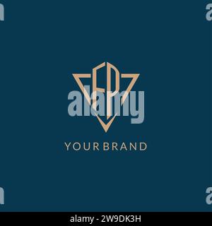 FP logo initials triangle shape style, creative logo design vector graphic Stock Vector