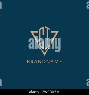 CI logo initials triangle shape style, creative logo design vector graphic Stock Vector