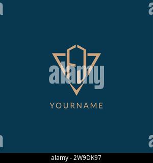 FJ logo initials triangle shape style, creative logo design vector graphic Stock Vector
