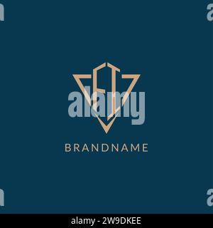 FI logo initials triangle shape style, creative logo design vector graphic Stock Vector