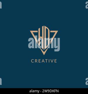 HD logo initials triangle shape style, creative logo design vector graphic Stock Vector