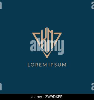 KM logo initials triangle shape style, creative logo design vector graphic Stock Vector