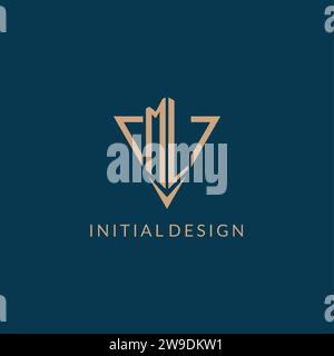 ML logo initials triangle shape style, creative logo design vector graphic Stock Vector