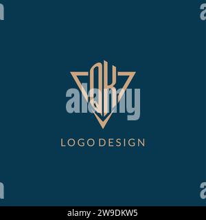 QK logo initials triangle shape style, creative logo design vector graphic Stock Vector