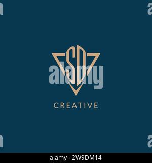 SD logo initials triangle shape style, creative logo design vector graphic Stock Vector
