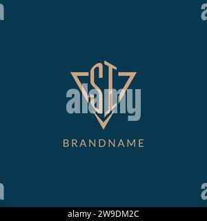 SI logo initials triangle shape style, creative logo design vector graphic Stock Vector