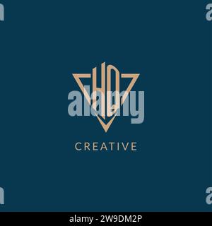 HQ logo initials triangle shape style, creative logo design vector graphic Stock Vector