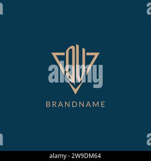QV logo initials triangle shape style, creative logo design vector graphic Stock Vector