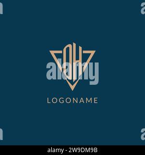 OH logo initials triangle shape style, creative logo design vector graphic Stock Vector