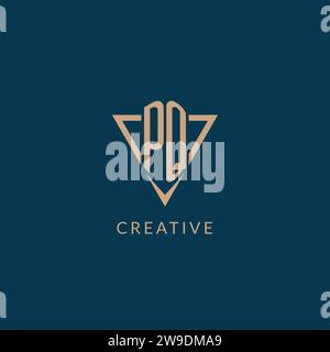 PQ logo initials triangle shape style, creative logo design vector graphic Stock Vector