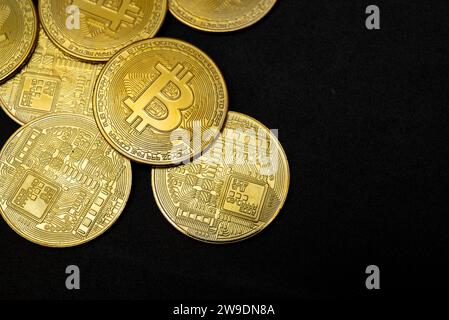 Bitcoin BTC Cryptocurrency Coins. Stock Market Concept Stock Photo