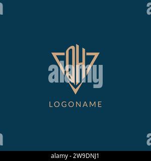 QH logo initials triangle shape style, creative logo design vector graphic Stock Vector