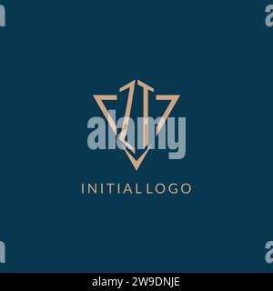 ZT logo initials triangle shape style, creative logo design vector graphic Stock Vector