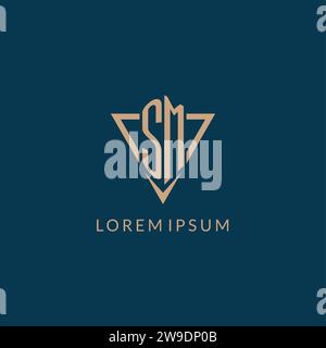 SM logo initials triangle shape style, creative logo design vector graphic Stock Vector