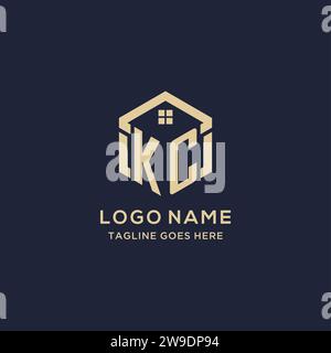 Initial KC logo hexagon shape geometric style vector graphic Stock ...