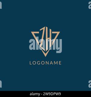 ZH logo initials triangle shape style, creative logo design vector graphic Stock Vector
