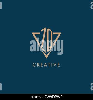 ZQ logo initials triangle shape style, creative logo design vector graphic Stock Vector