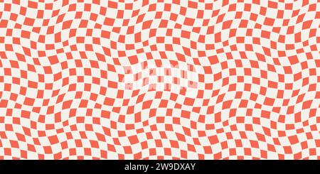 Seamless geometric pattern with woven and distorted checkers that create optical illusionVector illustration Stock Vector