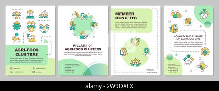 Creative gradient brochure with agri-food clusters icons Stock Vector