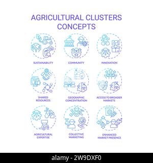 Thin line icon set representing agricultural clusters Stock Vector