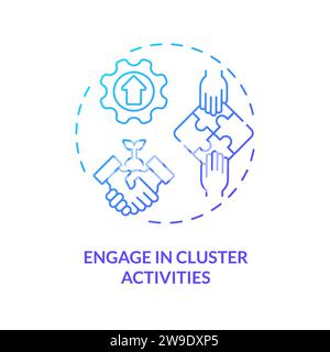 Thin line gradient engage in cluster activities icon concept Stock Vector
