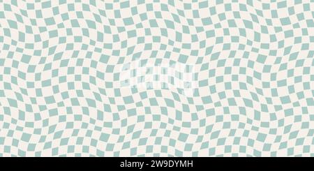 Seamless geometric pattern with woven and distorted checkers that create optical illusionVector illustration Stock Vector