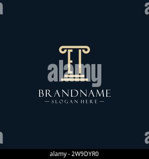 EI initial monogram logos with pillar shapes style design ideas Stock Vector