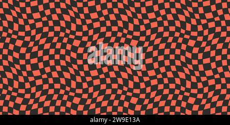 Seamless geometric pattern with woven and distorted checkers that create optical illusionVector illustration Stock Vector