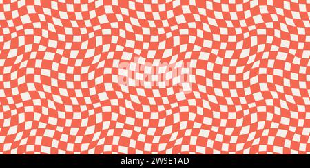 Seamless geometric pattern with woven and distorted checkers that create optical illusionVector illustration Stock Vector