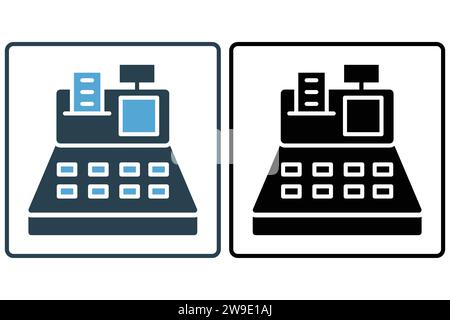 cash register icon. icon related to retail and financial transactions. solid icon style. element illustration Stock Vector