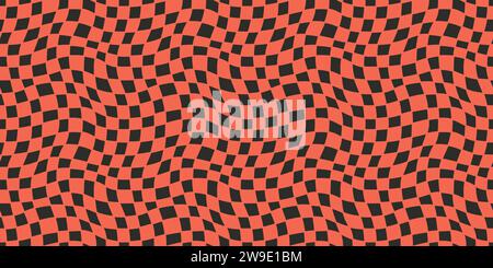 Seamless geometric pattern with woven and distorted checkers that create optical illusionVector illustration Stock Vector